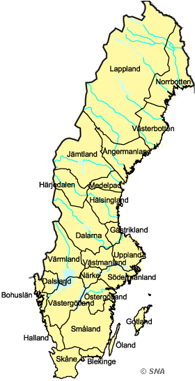 Karta över de svenska landskapen