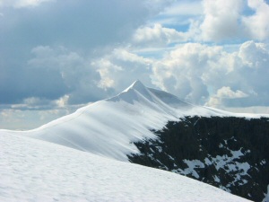 The highest mountain in Sweden, the southern summit of Kebnekaise and the knife edge ridge.
