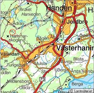Road map for St Tornberget and its surroundings.