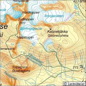 Topo map Kebnekaise