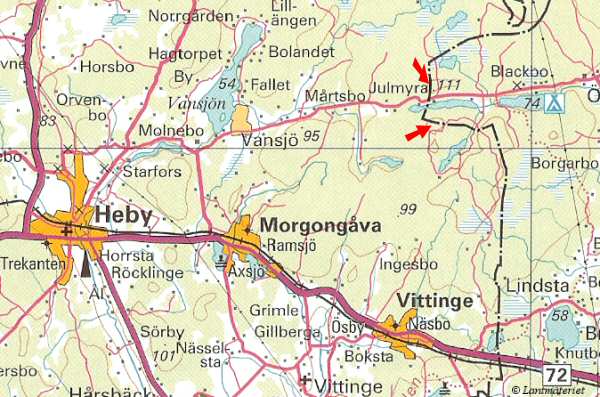 Vgkarta ver omgivningar kring Tallmossen och Hjortmosseberget.