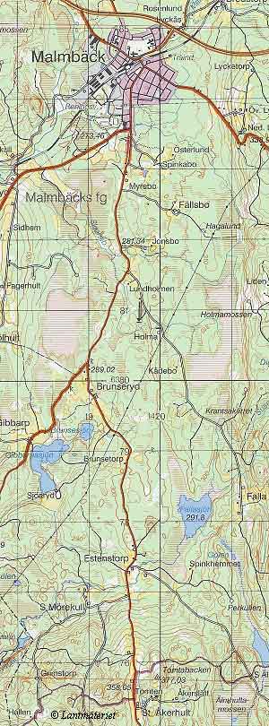 Topografisk karta Malmbck och Tomtabacken