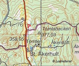 Topografisk karta Tomtabacken i Småland och Jönköpings Län