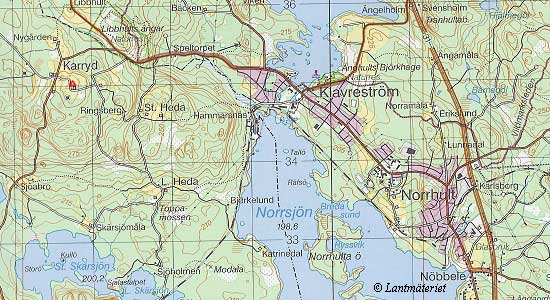 Topografisk karta Karryd med omgivningar