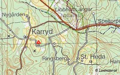 Topografisk karta Karryd i Kronobergs Ln
