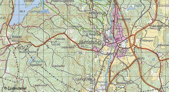 Topo map Boafallsbacke and surroundings