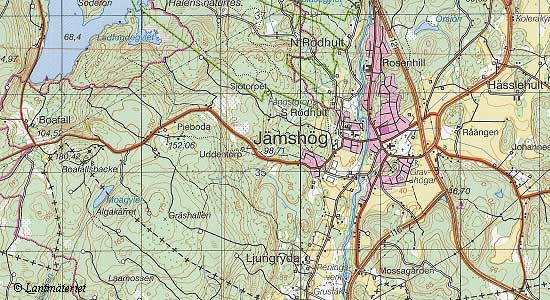 Topografisk karta Boafallsbacke med omgivningar