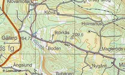 Topografisk karta Maglerd i Skne Ln och Landskap