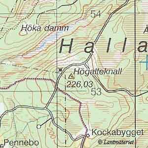 Topografisk karta Högalteknall i Hallands Län och Landskap