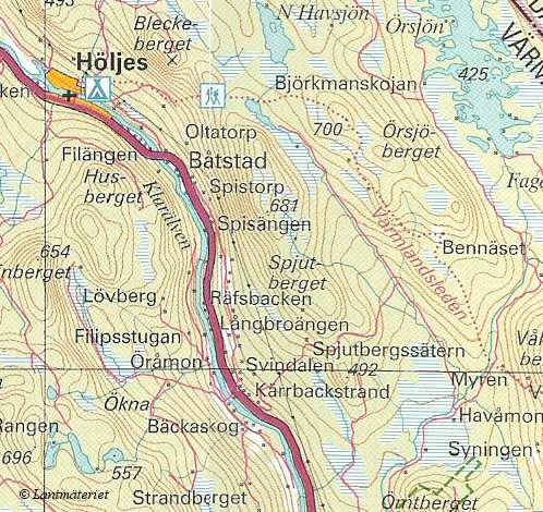 Topografisk karta ver Granberget med omgivningar.
