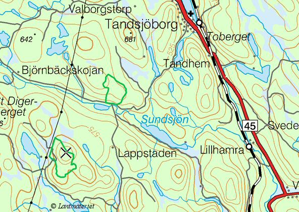 Topografisk bilkarta ver St Korpimki med omgivningar, fr resande norrifrn.