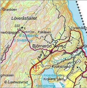 Topografisk karta Björnerödspiggen i Bohuslän