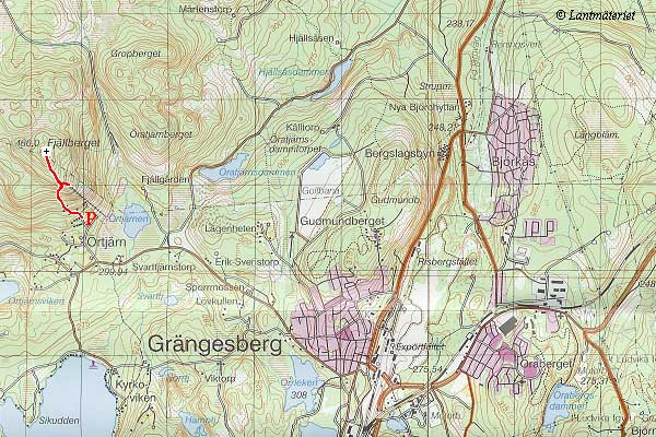 Topo map over Fjllberget and surroundings.